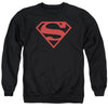 Superman - Red On Black Shield Adult Crewneck Sweatshirt