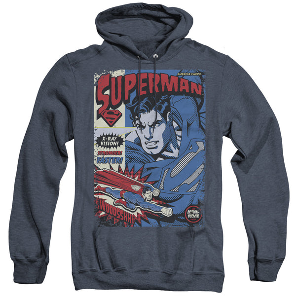 Superman - Action Packed Adult Heather Hoodie