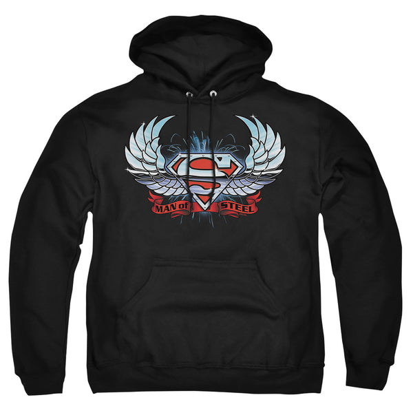 Superman - Chrome Wings Shield Adult Pull Over Hoodie