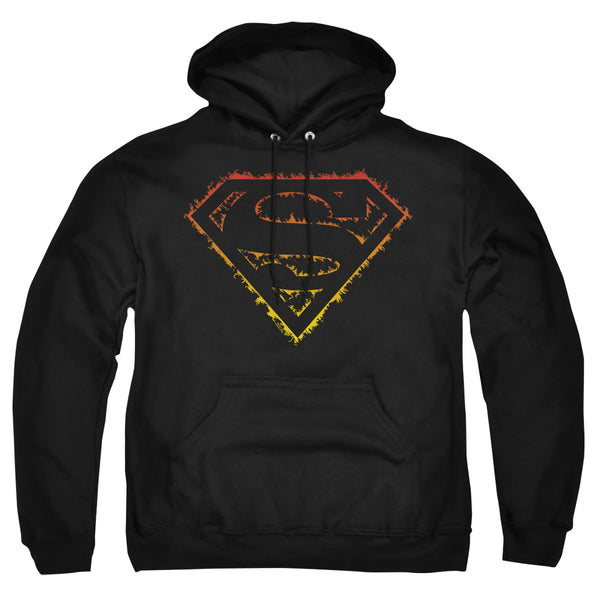 Superman - Flame Outlined Logo Adult Pull Over Hoodie