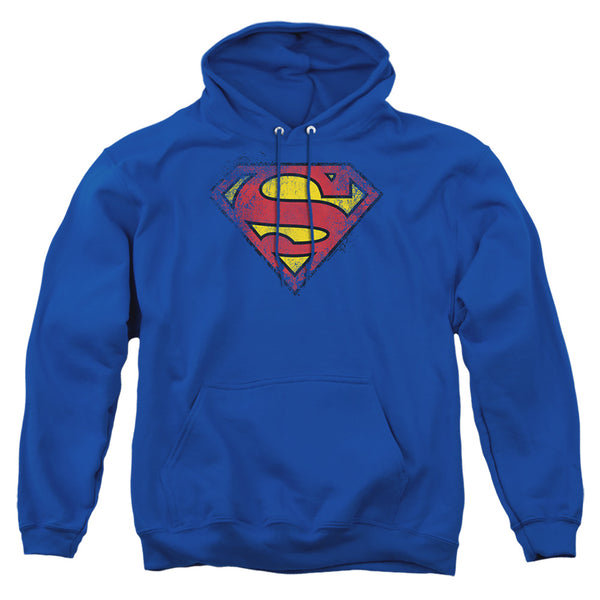 Superman - Destroyed Supes Logo Adult Pull Over Hoodie