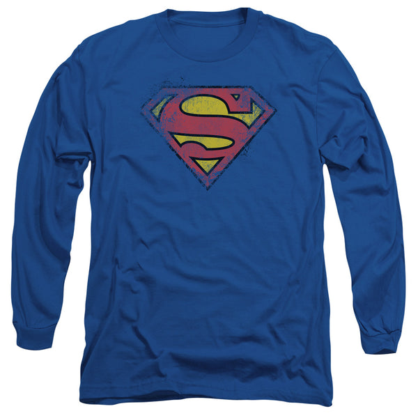 Superman - Destroyed Supes Logo Adult Long Sleeve Shirt