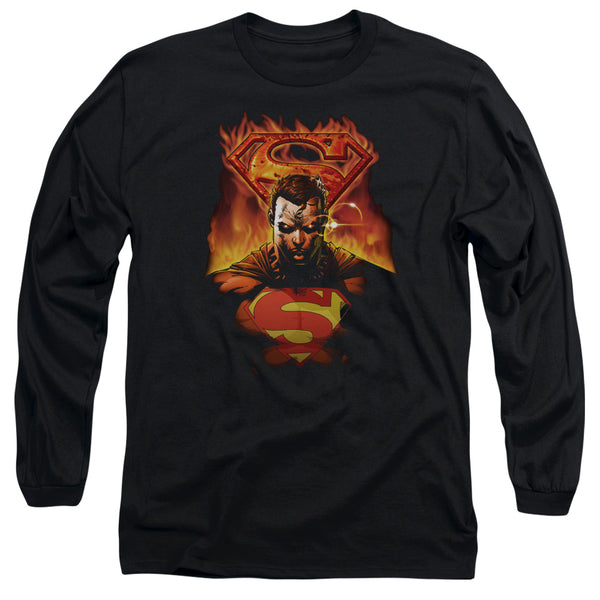 Superman - Man On Fire Adult Long Sleeve Shirt