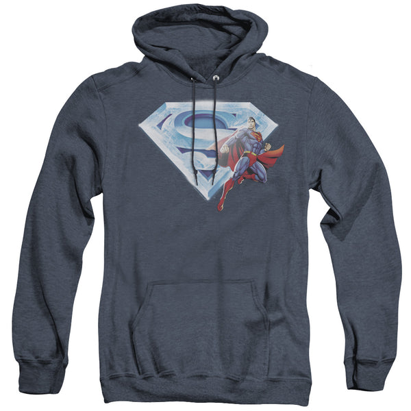 Superman - Superman & Crystal Logo Adult Heather Hoodie