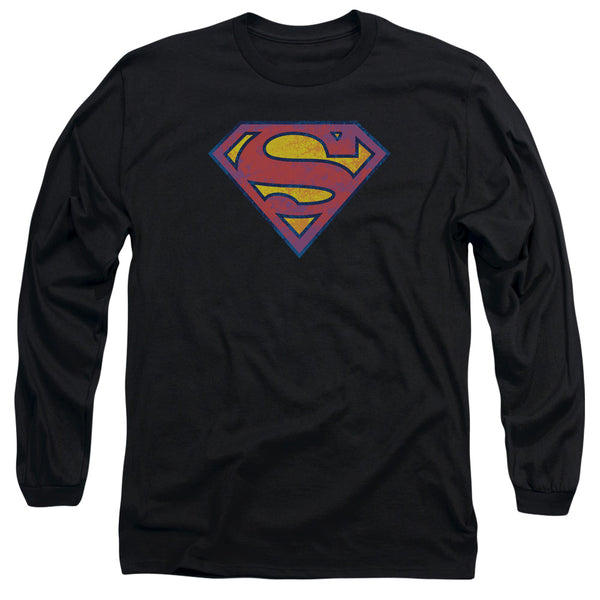 Superman - Sm Neon Distress Logo Adult Long Sleeve Shirt