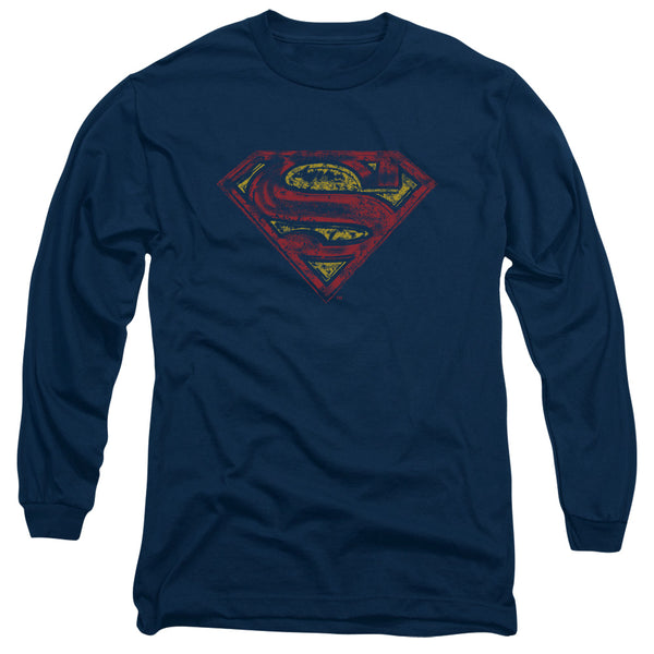 Superman - S Shield Rough Adult Long Sleeve Shirt