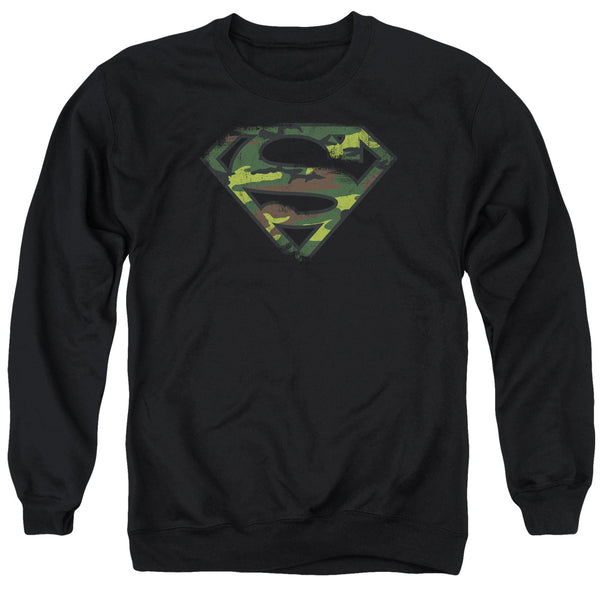 Superman - Distressed Camo Shield Adult Crewneck Sweatshirt