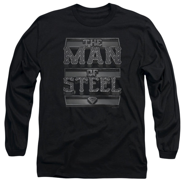 Superman - Steel Text Adult Long Sleeve Shirt