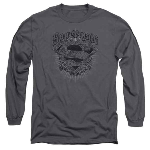 Superman - Scrolling Shield Adult Long Sleeve Shirt