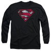 Superman - War Torn Shield Adult Long Sleeve Shirt