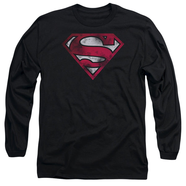 Superman - War Torn Shield Adult Long Sleeve Shirt