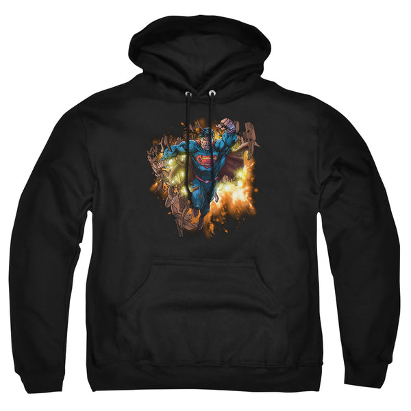 Superman - Blasting Through Adult Pull Over Hoodie