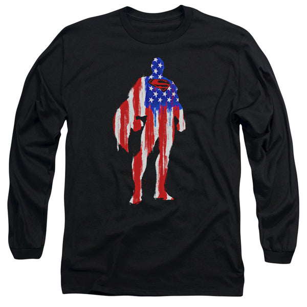 Superman - Flag Silhouette Adult Long Sleeve Shirt