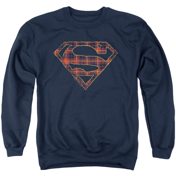 Superman - Rough Plaid Logo Adult Crewneck Sweatshirt