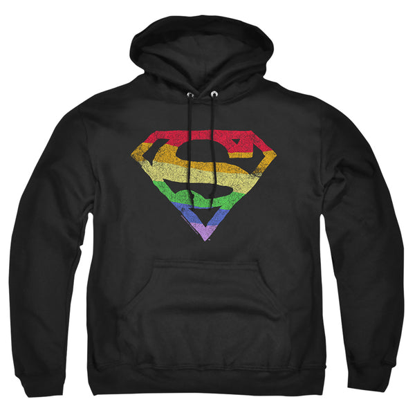 Superman - Rough Rainbow Logo Adult Pull Over Hoodie