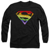 Superman - Rough Rainbow Logo Adult Long Sleeve Shirt