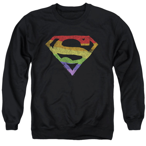 Superman - Rough Rainbow Logo Adult Crewneck Sweatshirt