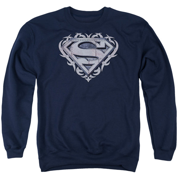 Superman - Tribal Steel Shield Adult Crewneck Sweatshirt