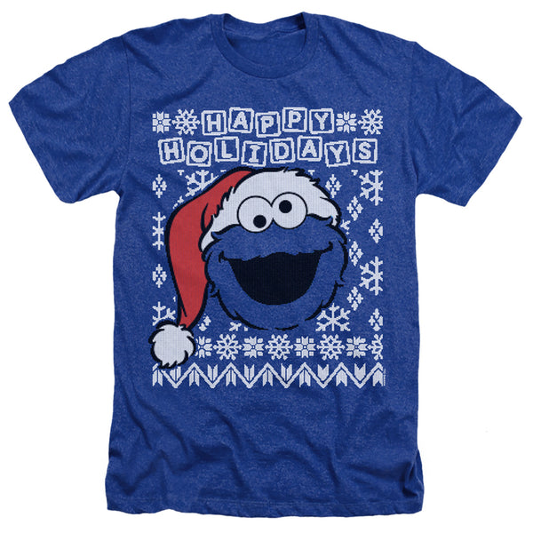 Sesame Street - Cookie Monster Ugly Christmas Adult Regular Fit Heather Short Sleeve