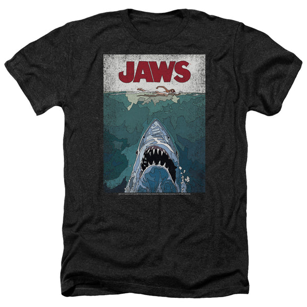 Jaws - Lined Poster Adult Regular Fit Heather Short Sleeve