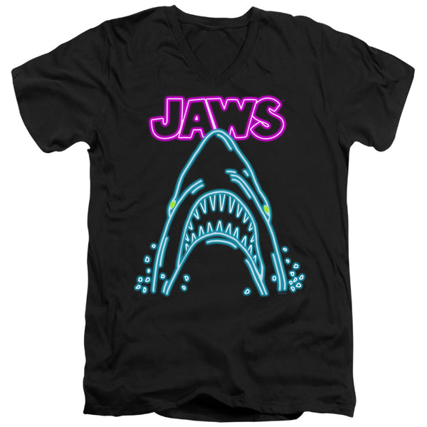 Jaws - Neon Jaws Adult Slim Fit V Neck Cotton