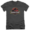 Jurassic Park - Stone Logo Adult Slim Fit V Neck Cotton