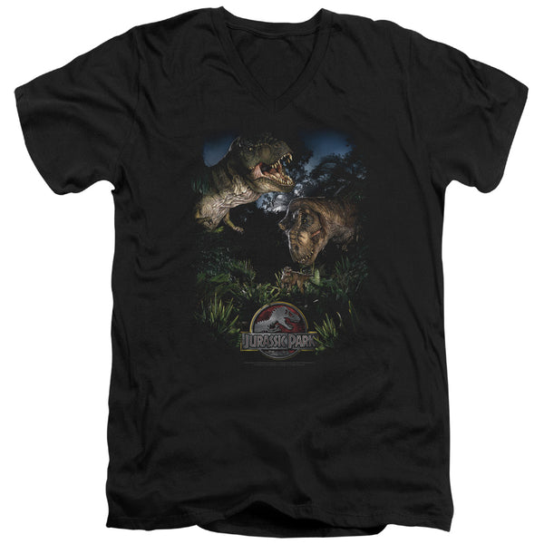 Jurassic Park - Happy Family Adult Slim Fit V Neck Cotton