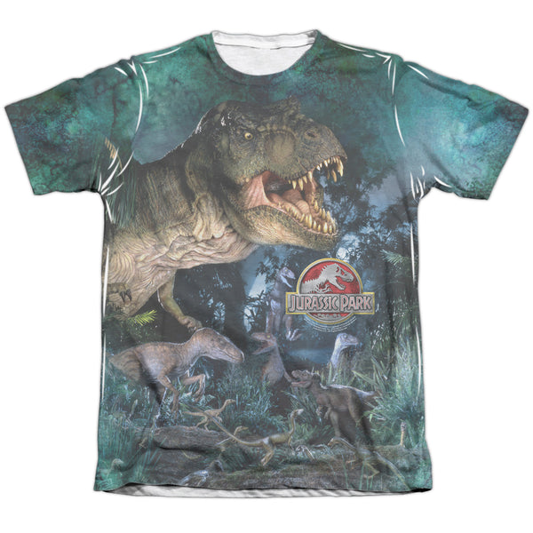 Jurassic Park - Dinos Gather Adult Regular Fit Short Sleeve 65 - 35 Poly - Cotton