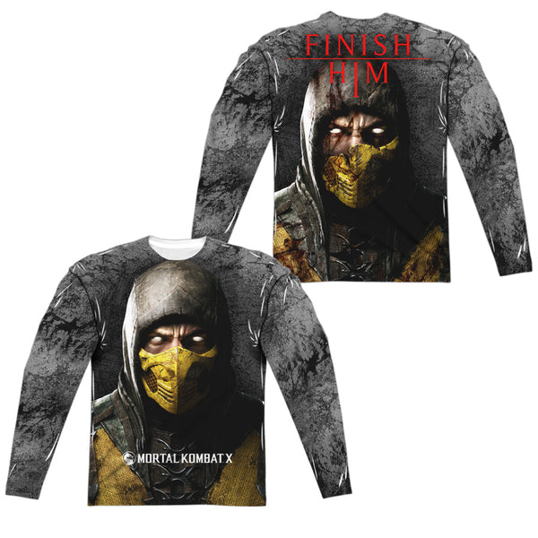 Mortal Kombat X - Finish Him (Front - Back Print) L - S Adult Poly Crew
