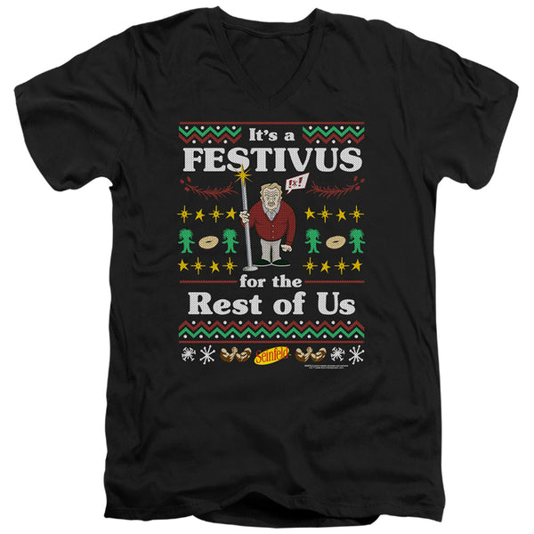 Seinfeld - Festive Festivus Adult Slim Fit V Neck Cotton