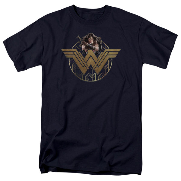 Wonder Woman Movie - Power Stance And Emblem Adult Regular Fit Short Sleeve