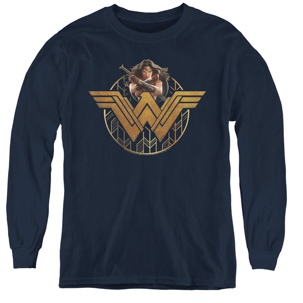 Wonder Woman Movie - Power Stance And Emblem L - S Youth