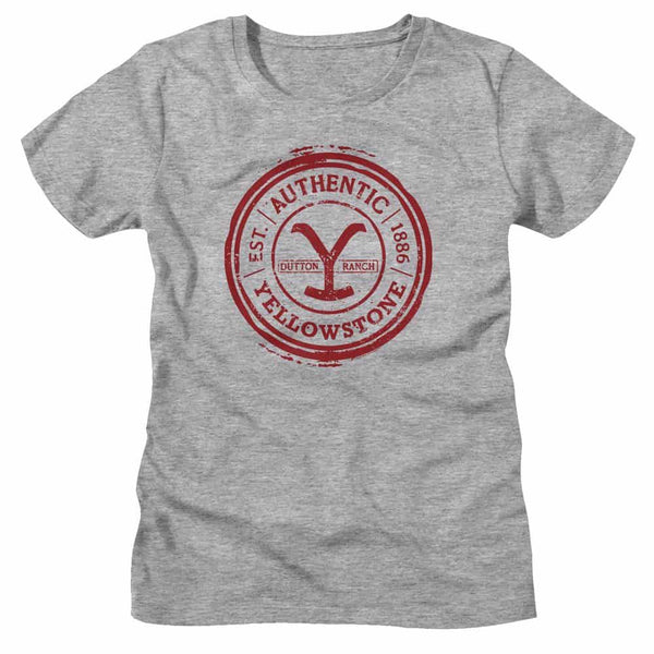 YELLOWSTONE-YELLOWSTONE AUTHENTIC CIRCLE-ATHLETIC HEATHER LADIES S/S TSHIRT